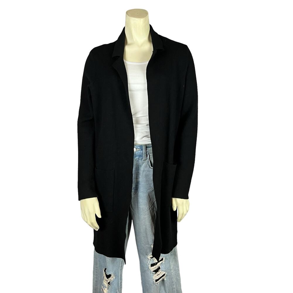 RDI Womens sweater Open Front Jacket Cardigan Black S Small Pockets